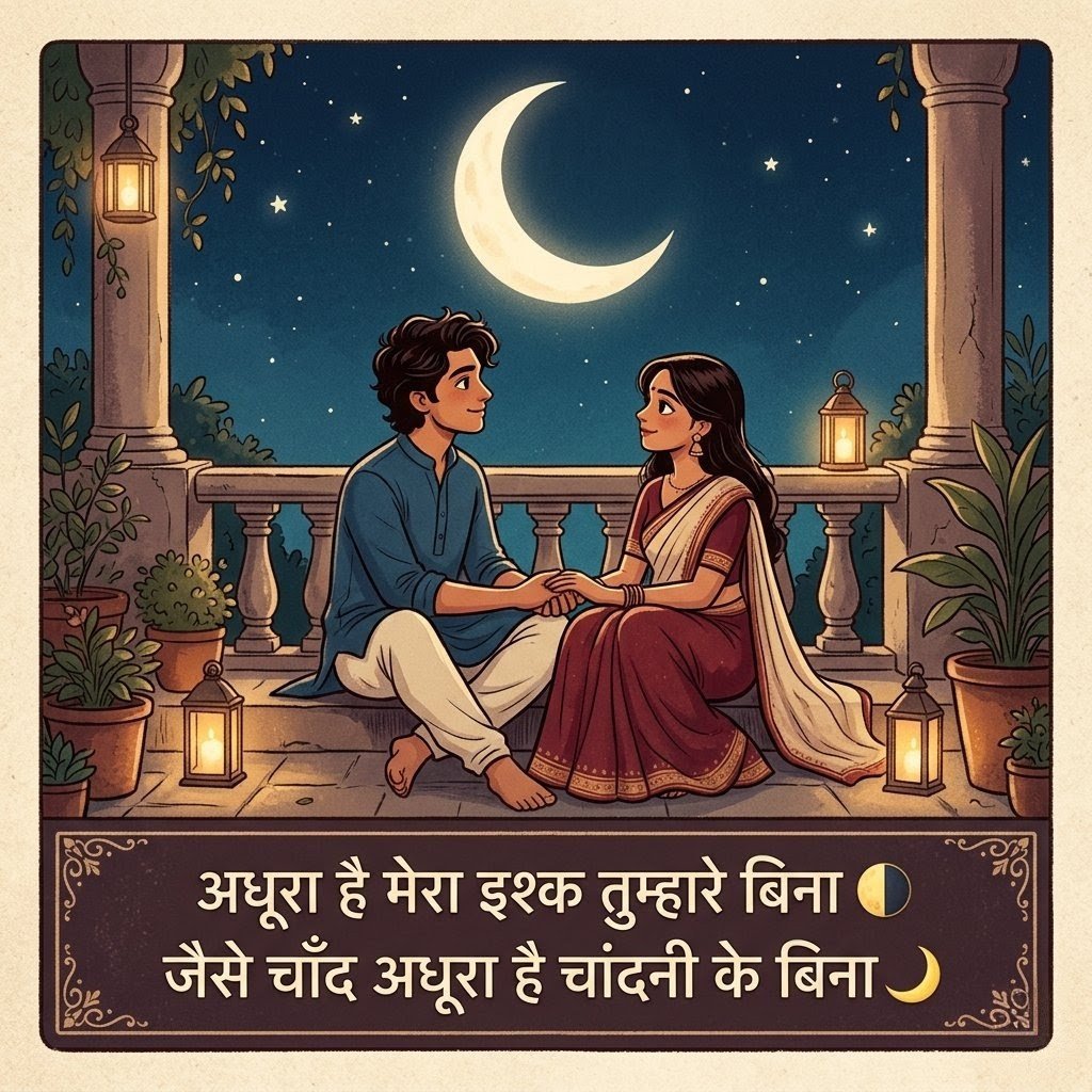 Romantic Hindi poetry lines about true love feelings